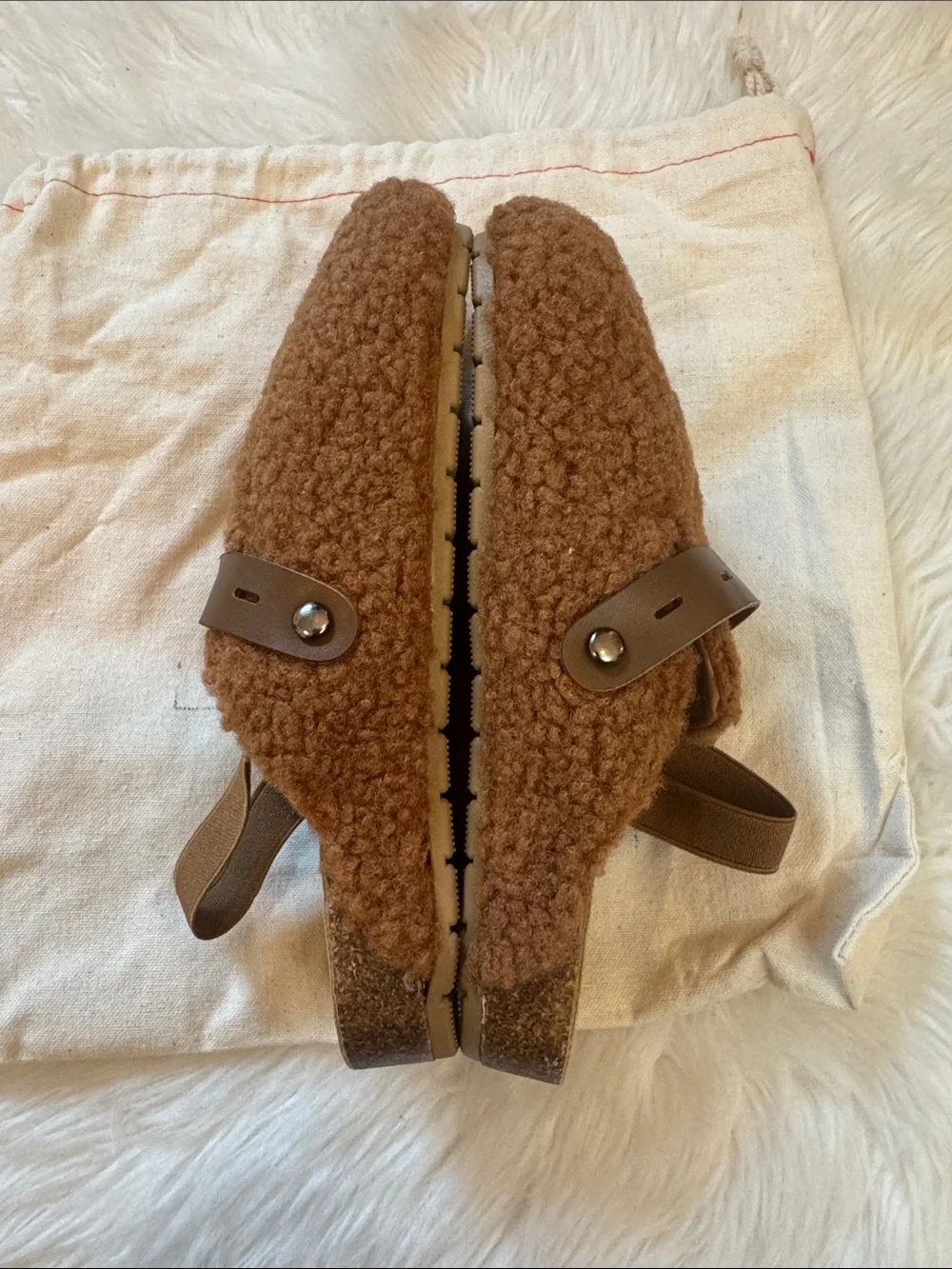 NWOT Size 29 IWAI Brown Fuzzy Slip-on Mules!
